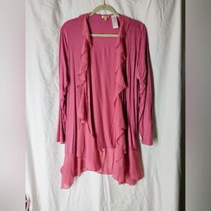 Rhonda Shear Pink Ruffle Cardigan
